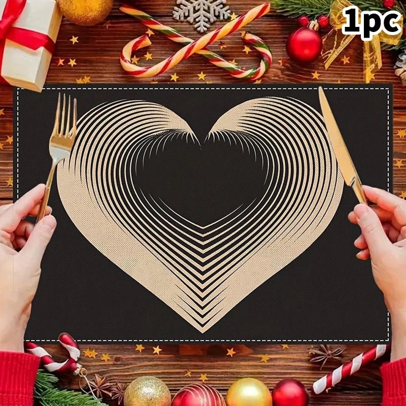 1/2/4-piece Linen Set, Simple Black Placemats, 12x18 Inch Linen Rectangular Placemats, Heart-shaped Design, Home Décor.
1/2/4-piece Linen Set, Simple Black Placemats, 12x18 Inch Linen Rectangular Placemats, Heart-shaped Design, Home Décor.