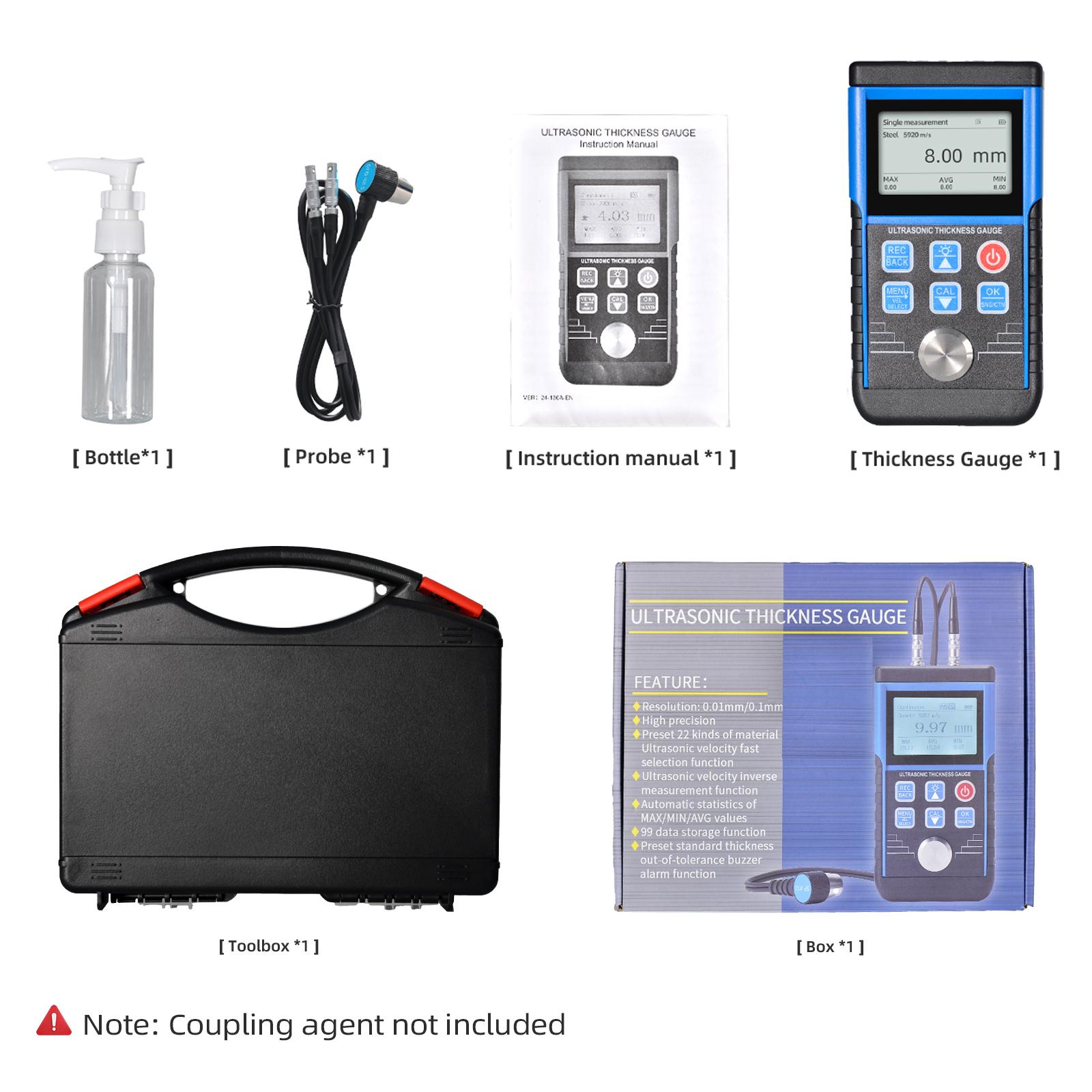 Ultrasonic Coating Thickness Gauge, For Measur Steel, Brass, Glass, Ceramics & Polyvinyl Chloride, Material Thickness Gauge Tool
Ultrasonic Coating Thickness Gauge, For Measur Steel, Brass, Glass, Ceramics & Polyvinyl Chloride, Material Thickness Gauge Tool