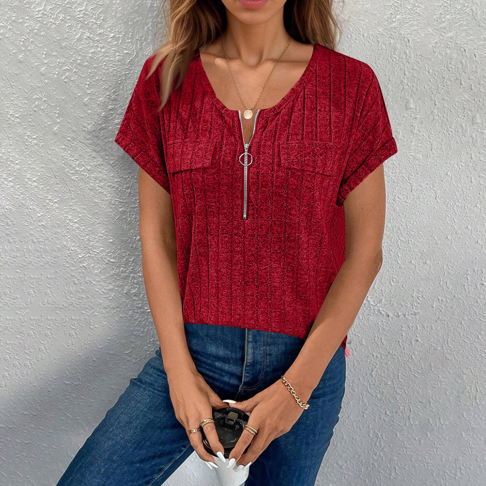 Womens Short Sleeve Sweater Tops V-Neck Spring Summer T Shirts Casual Blouses Outfits XL винний
Womens Short Sleeve Sweater Tops V-Neck Spring Summer T Shirts Casual Blouses Outfits XL винний