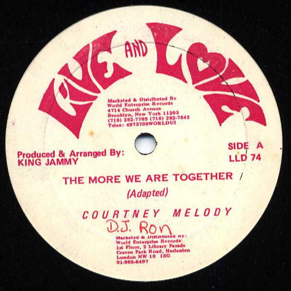 12inch Record COURTNEY MELODY - The More We Are Together LLD74 Live And Love 1987 US Reggae, Ska & Dub Used
12inch Record COURTNEY MELODY - The More We Are Together LLD74 Live And Love 1987 US Reggae, Ska & Dub Used