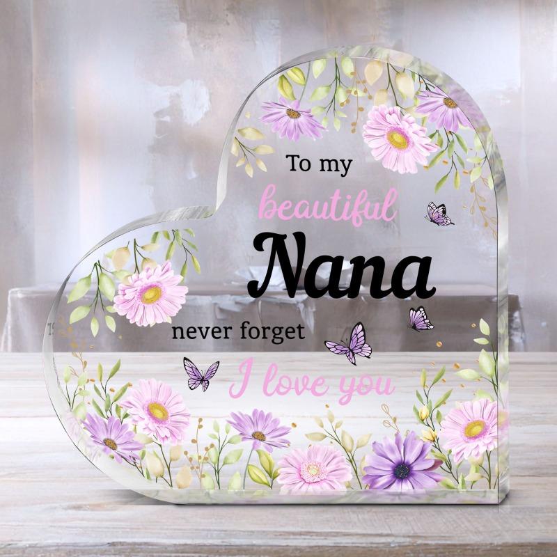 2D Flat to My Beautiful Nana Heart-Shaped Acrylic Desk Decor Plaque, Butterfly & Flower Design, Suitable for Wall Decoration, Porch, Room, Villa, 10*10cm
2D Flat to My Beautiful Nana Heart-Shaped Acrylic Desk Decor Plaque, Butterfly & Flower Design, Suitable for Wall Decoration, Porch, Room, Villa, 10*10cm