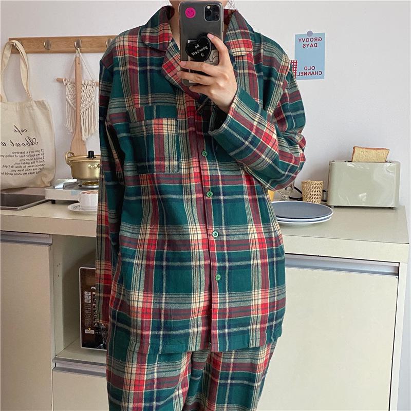 Осенний Новый Корейский Рождественский Плед Комплект Пижам для Пары - Свободный с Длинным Рукавом Домашняя Одежда One size
Осенний Новый Корейский Рождественский Плед Комплект Пижам для Пары - Свободный с Длинным Рукавом Домашняя Одежда One size