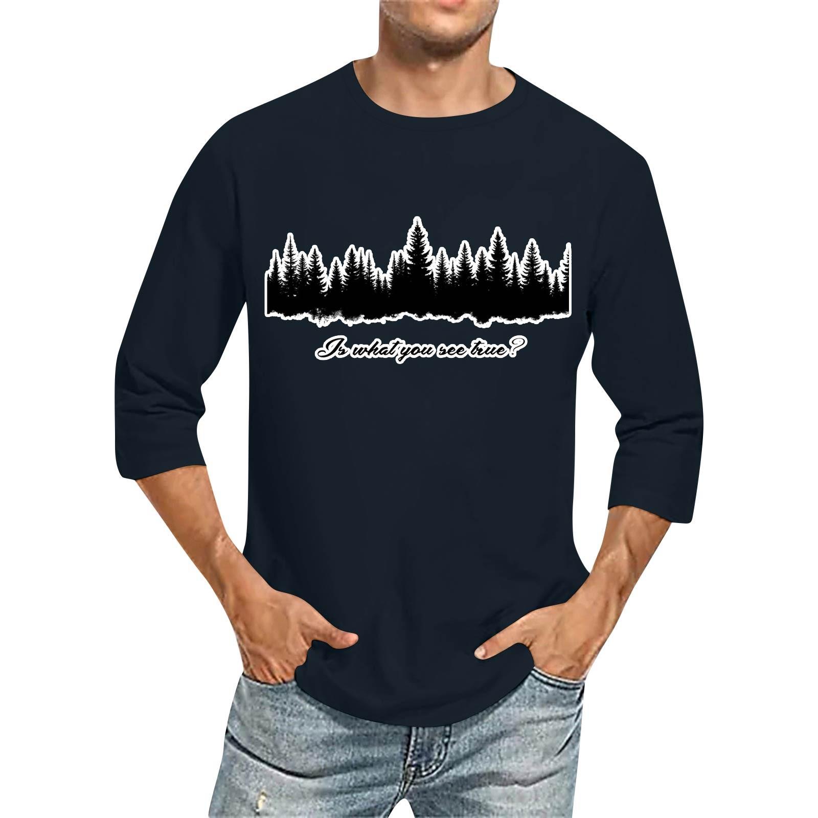 Чоловіча повсякденна модна футболка з круглим вирізом і рукавом три чверті XL Темно-синій
Чоловіча повсякденна модна футболка з круглим вирізом і рукавом три чверті XL Темно-синій