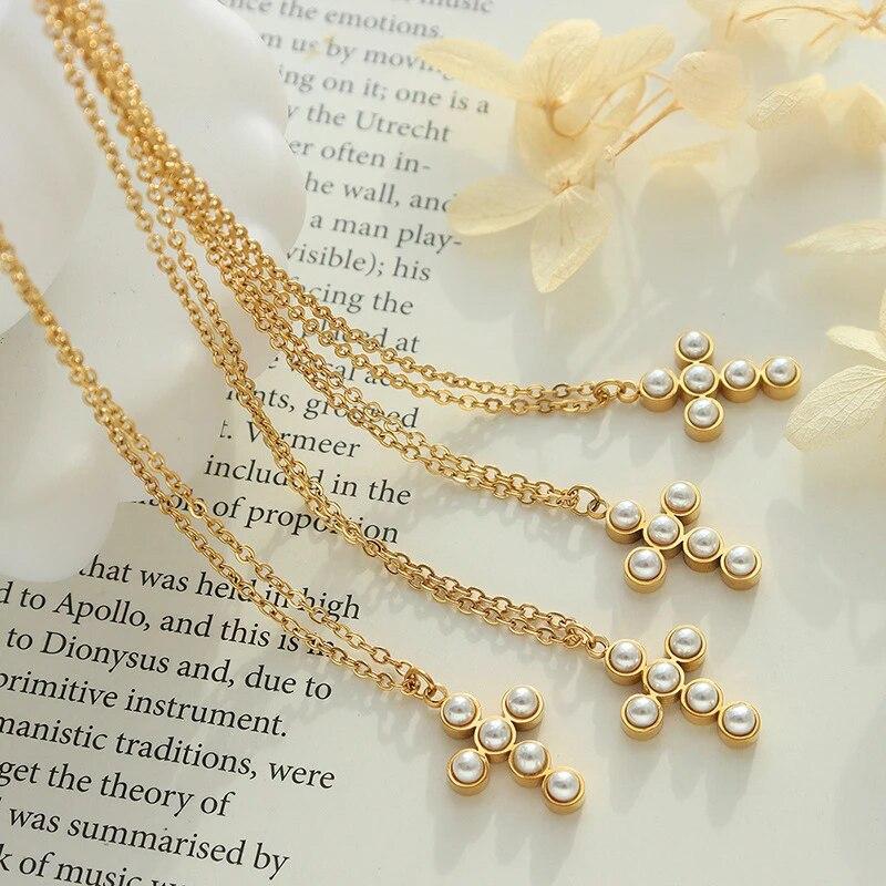 Stainless Steel Steampunk Cross Pendant Necklaces Luxury Brand Pearl Choker Bridesmaid Gift Engagement 2022 Jewelry Dropshipping
Stainless Steel Steampunk Cross Pendant Necklaces Luxury Brand Pearl Choker Bridesmaid Gift Engagement 2022 Jewelry Dropshipping