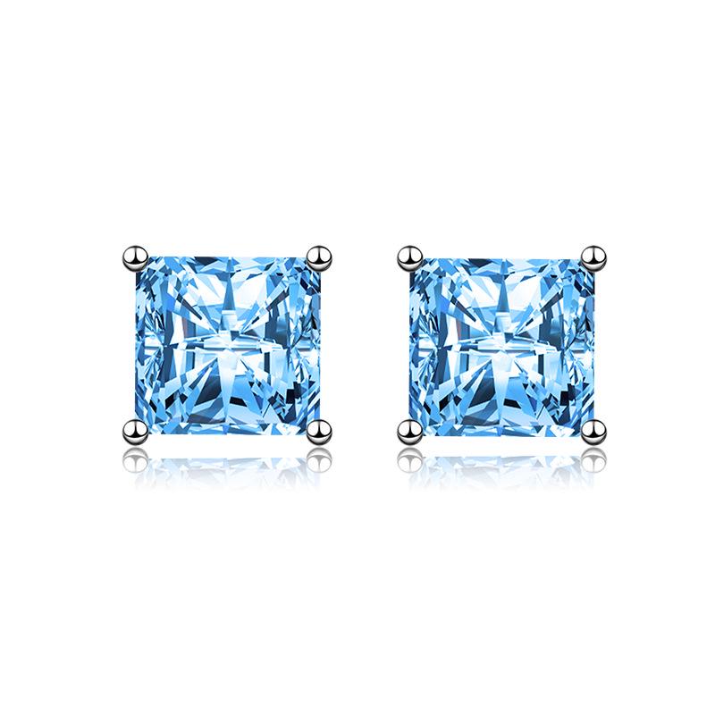 European & American Fashion Geometric Colored Gemstone S925 Sterling Silver Princess Square Stud Earrings синий/алмаз
European & American Fashion Geometric Colored Gemstone S925 Sterling Silver Princess Square Stud Earrings синий/алмаз