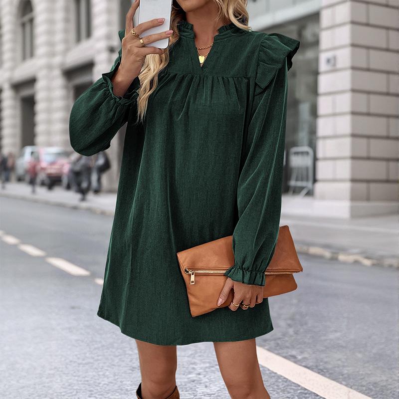 New solid color ruffle edge long-sleeved loose stand-up collar dress for women XL темно-зелений колір
New solid color ruffle edge long-sleeved loose stand-up collar dress for women XL темно-зелений колір