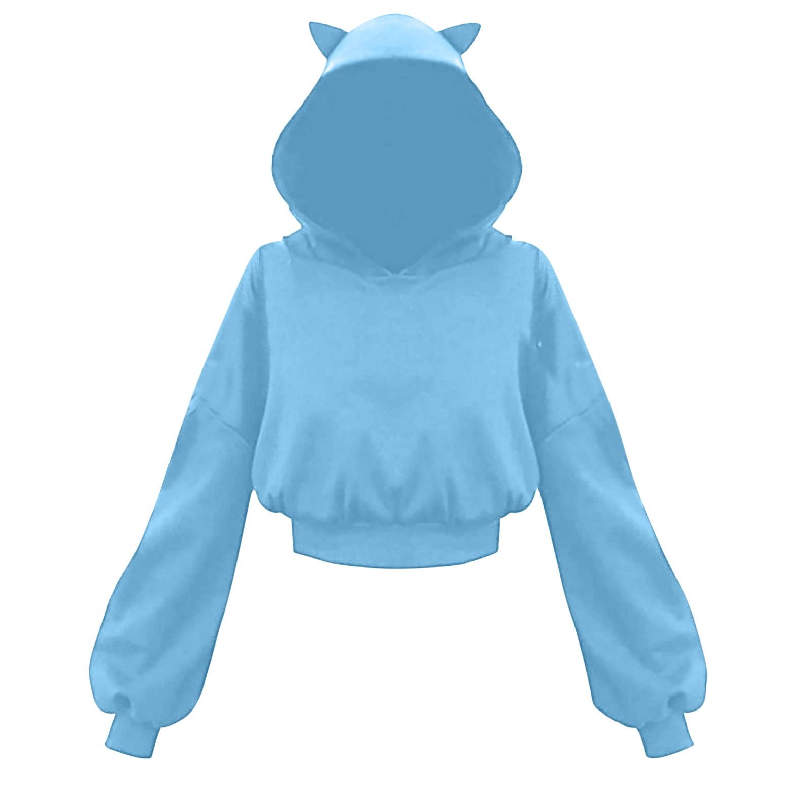 Women s Cute Cat Ear Hoodie Long Sleeve Crop Top Sweatshirt Casual Pullover for Teens and Adults M небо синє кольору
Women s Cute Cat Ear Hoodie Long Sleeve Crop Top Sweatshirt Casual Pullover for Teens and Adults M небо синє кольору