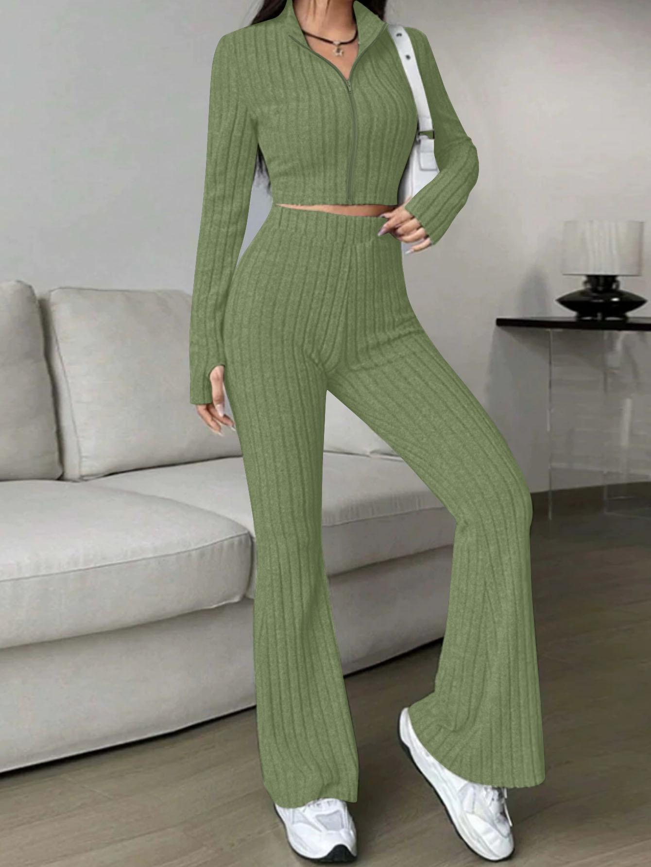 Zip Up Ribbed Knit Two Piece Set in Multi-colors (Grey, Green) XXL
Zip Up Ribbed Knit Two Piece Set in Multi-colors (Grey, Green) XXL