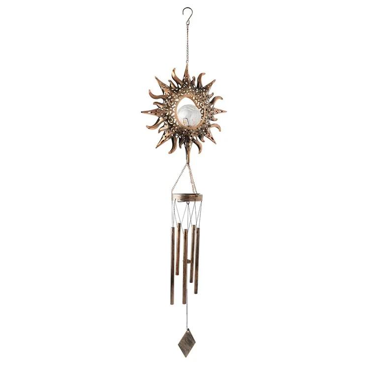 Outdoor Hanging Wind Chimes Solar Light Iron Art Waterproof Garden Decoration