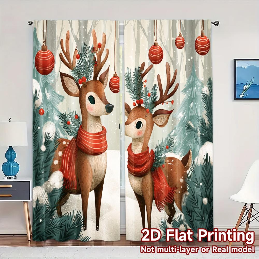 2D Flat Printing JIT 2pcs Curtains (Without Rod) Festive Reindeer(1) Chic Curtain Cloth Versatile 100% Polyester Curtains Art 100*130 Grommet Top 1pcs
2D Flat Printing JIT 2pcs Curtains (Without Rod) Festive Reindeer(1) Chic Curtain Cloth Versatile 100% Polyester Curtains Art 100*130 Grommet Top 1pcs