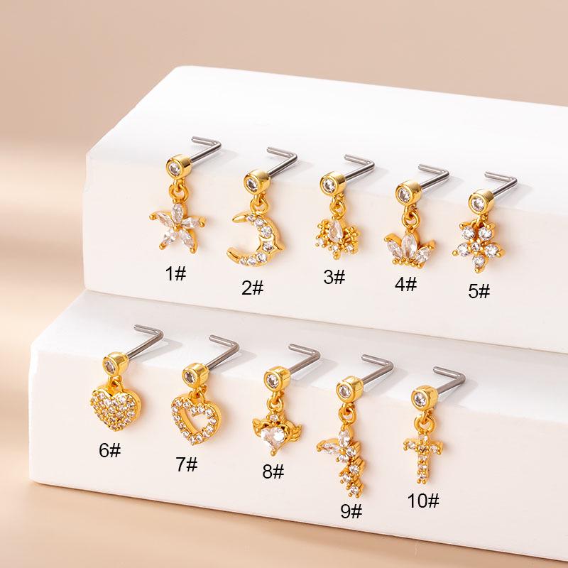 Heart Cross Flower Zirconia Nose Stud - Stainless Steel Thin Bar Jewelry 9#
Heart Cross Flower Zirconia Nose Stud - Stainless Steel Thin Bar Jewelry 9#