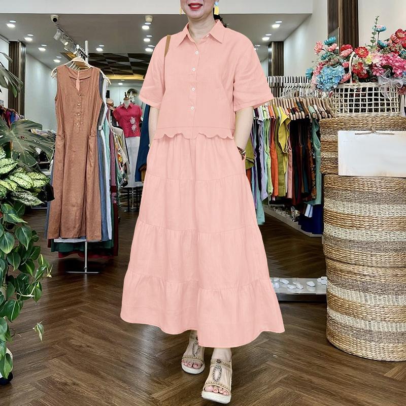 ZANZEA Женский летний комплект из двух частей: блузка с коротким рукавом и длинные юбки S розовый
ZANZEA Женский летний комплект из двух частей: блузка с коротким рукавом и длинные юбки S розовый