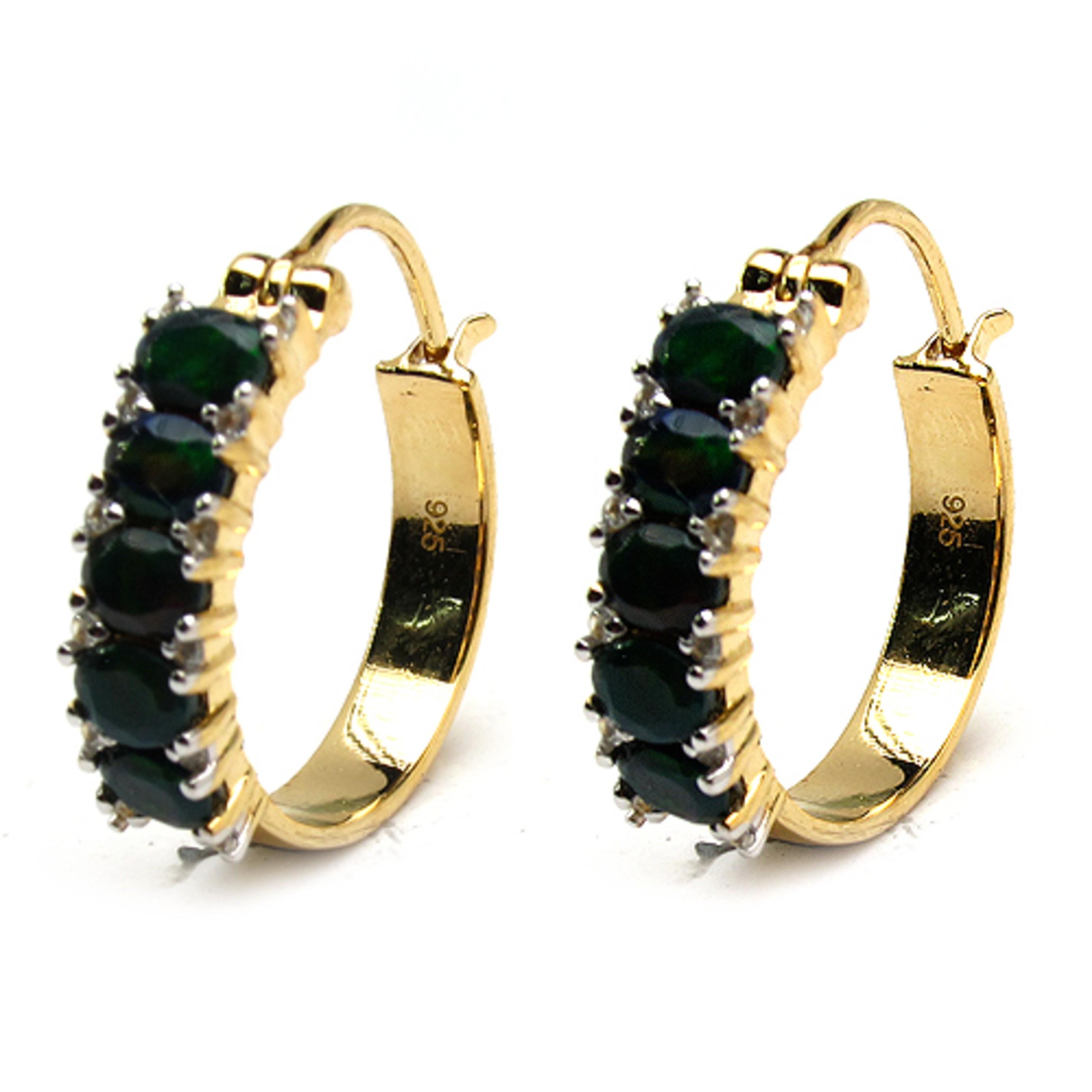 Black Ethiopian Opal & White Topaz Earrings 925 Silver Gold Plated золотий
Black Ethiopian Opal & White Topaz Earrings 925 Silver Gold Plated золотий