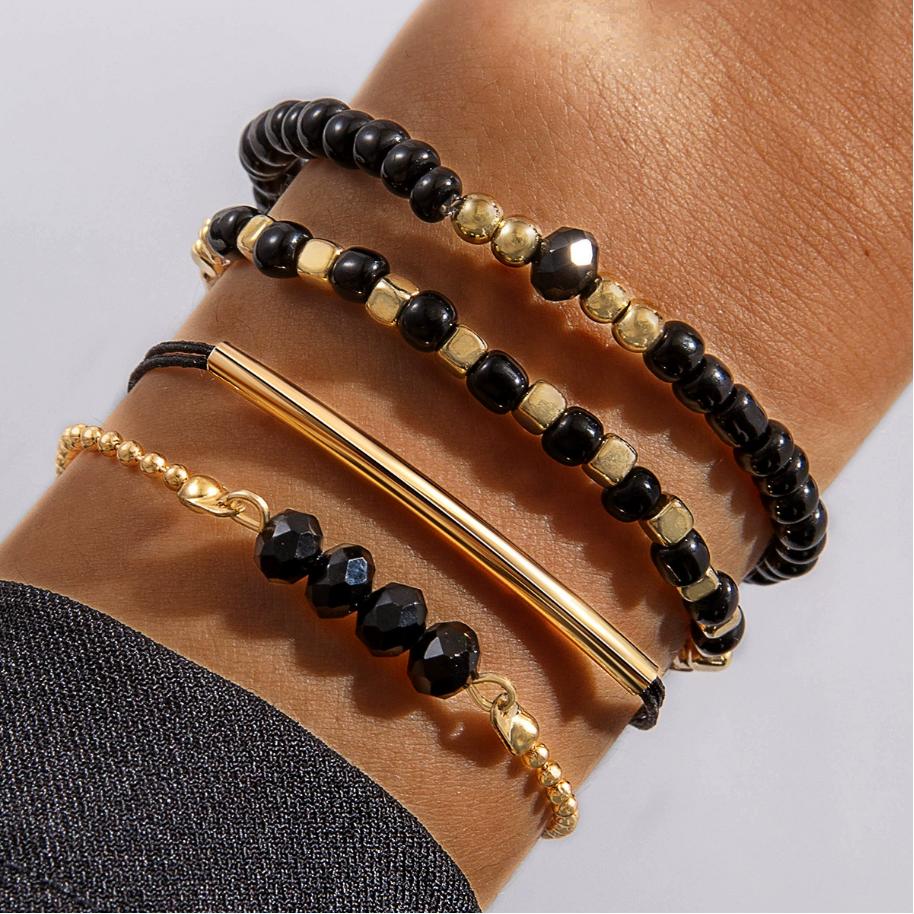 6Pcs/Set Vintage Punk Black Meter Bead Hand Knitting Bracelets Set for Women Camber Bead Kraft Paper Charm Bangle Jewerly Sets
6Pcs/Set Vintage Punk Black Meter Bead Hand Knitting Bracelets Set for Women Camber Bead Kraft Paper Charm Bangle Jewerly Sets