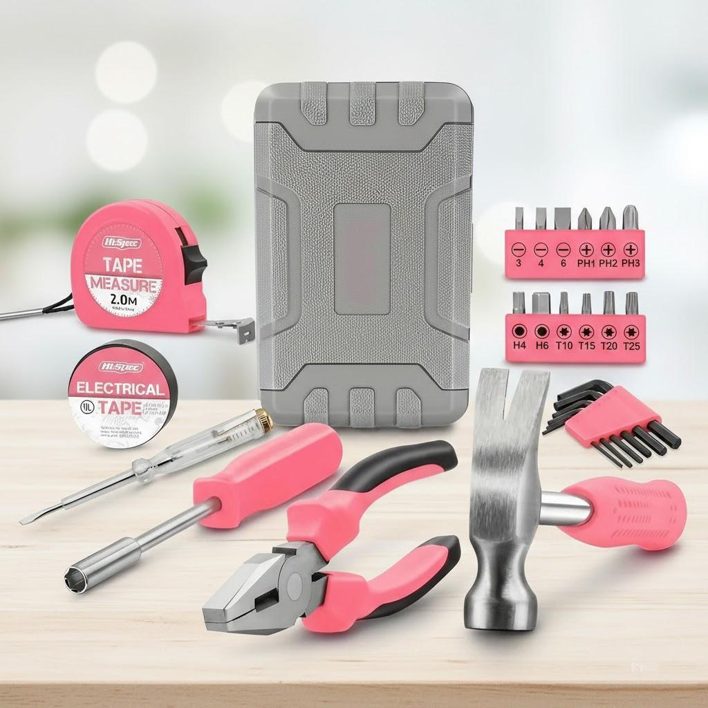 Portable 24Pcs DIY Tool Kit with Pliers Wrench Hammer Compact Storage Box for Home Repair Xmas Gifts рожевий
Portable 24Pcs DIY Tool Kit with Pliers Wrench Hammer Compact Storage Box for Home Repair Xmas Gifts рожевий
