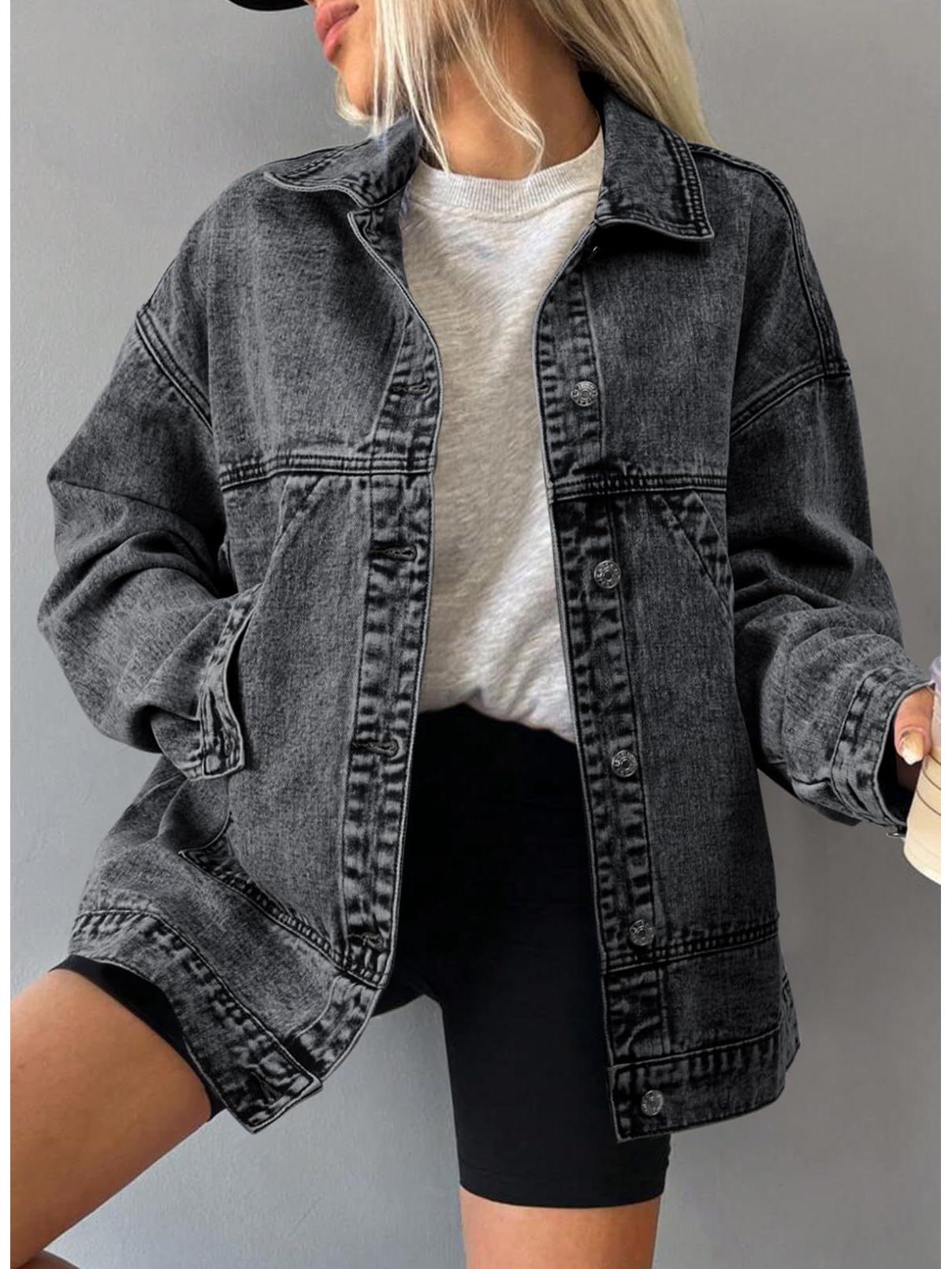 European and American Women s Loose Pocket Denim Jacket Small темно-сірий
European and American Women s Loose Pocket Denim Jacket Small темно-сірий