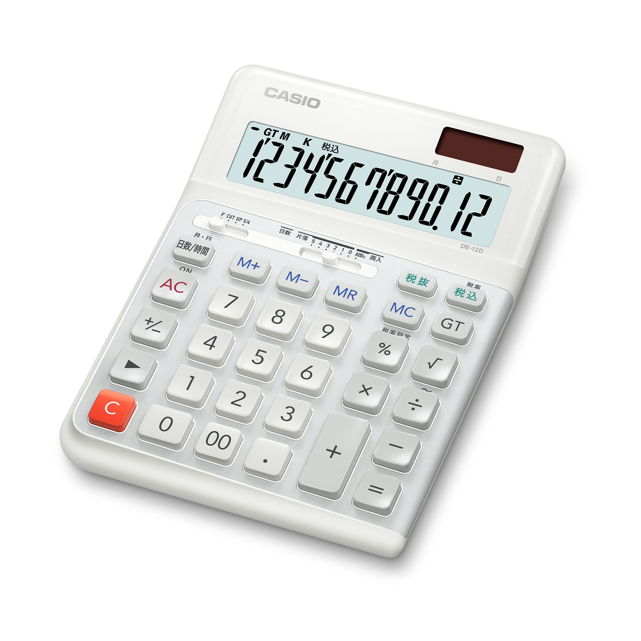 Casio Ергономічний калькулятор, 12 цифр, функція обчислення денного часу, настільний тип, сертифікат Eco Mark & DE-12D-WE-N білий
Casio Ергономічний калькулятор, 12 цифр, функція обчислення денного часу, настільний тип, сертифікат Eco Mark & DE-12D-WE-N білий