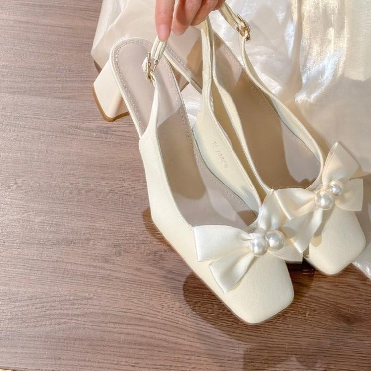 Bow Baotou Sandals Feminine Celebrity Square Heel Single Shoes 40 слонова кістка
Bow Baotou Sandals Feminine Celebrity Square Heel Single Shoes 40 слонова кістка