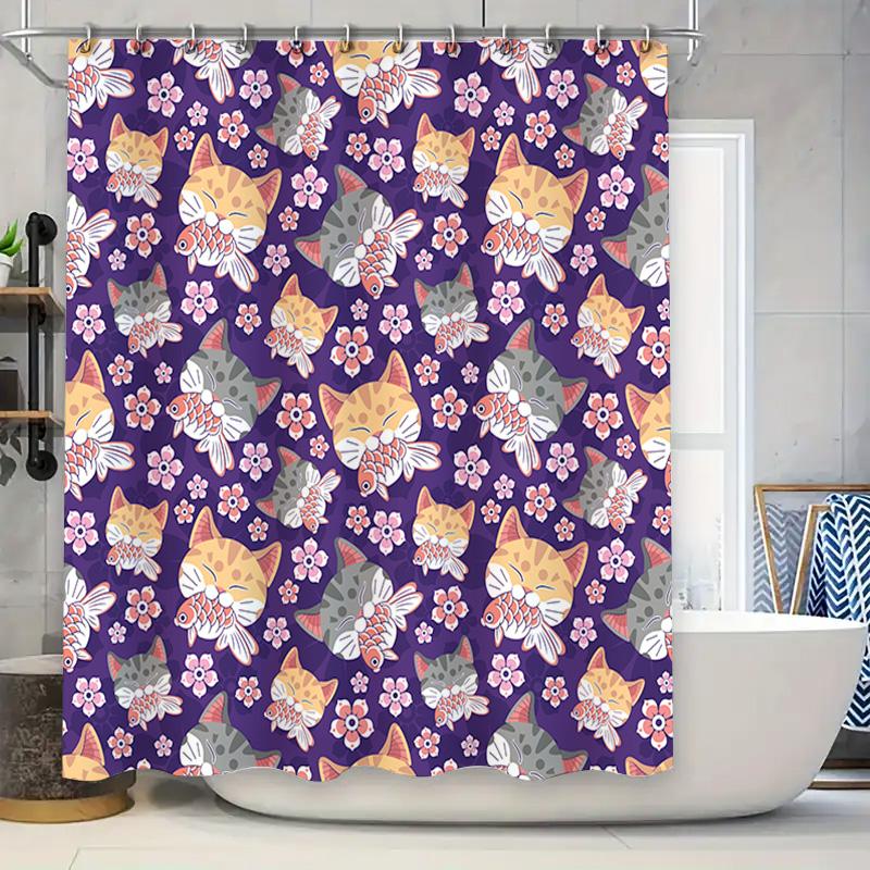 Vibrant Kitten Fish Shower Curtain Purple Floral Print Bath Liner Home Decor Shower Fabric Decorative Pattern Waterproof Bathroo W60H190(CM)-1 Pcs
Vibrant Kitten Fish Shower Curtain Purple Floral Print Bath Liner Home Decor Shower Fabric Decorative Pattern Waterproof Bathroo W60H190(CM)-1 Pcs