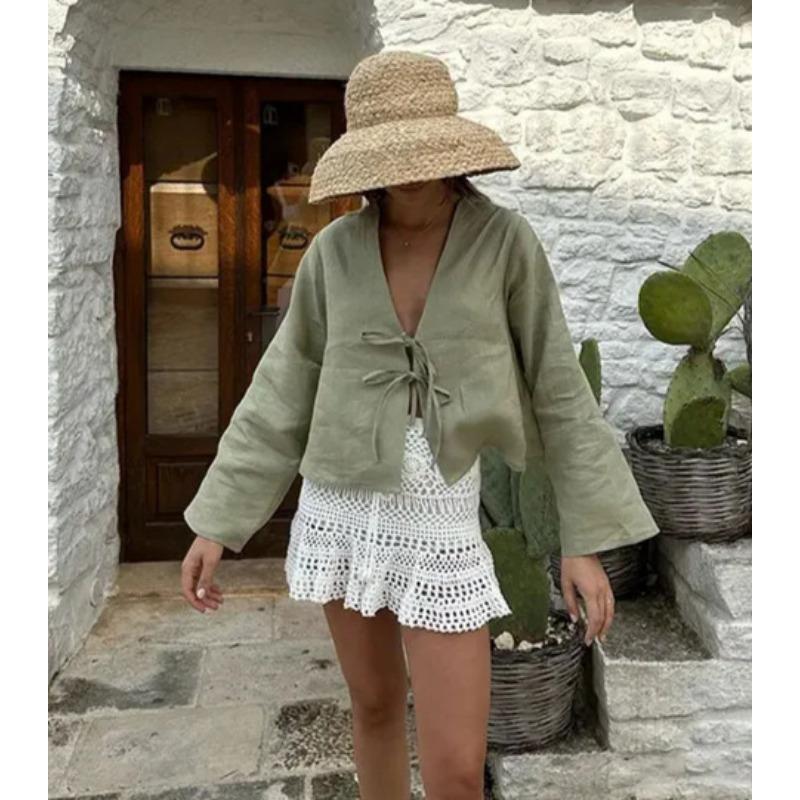 Модная женская рубашка с глубоким V-образным вырезом и расклешенными длинными рукавами, повседневная свободная блузка на шнуровке, элегантный милый офисный топ, однотонная уличная одежда, женская одежда XXL зелёный
Модная женская рубашка с глубоким V-образным вырезом и расклешенными длинными рукавами, повседневная свободная блузка на шнуровке, элегантный милый офисный топ, однотонная уличная одежда, женская одежда XXL зелёный