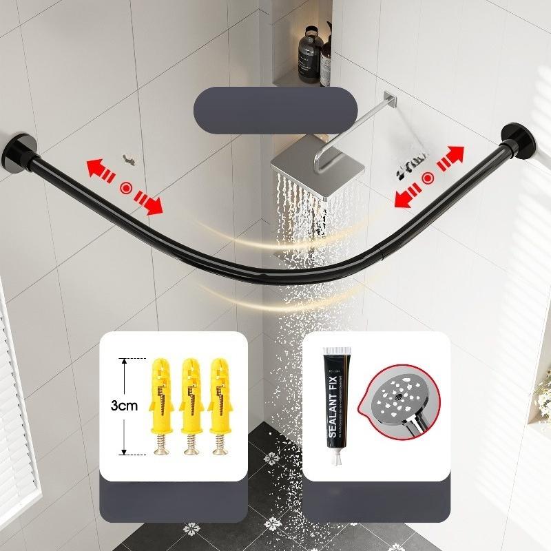 L Shape/U Shape 304 Stainless Steel Bathroom Shower Curtain Rod Retractable Clothes Bar, Punch Painted Curtains Pole чёрный
L Shape/U Shape 304 Stainless Steel Bathroom Shower Curtain Rod Retractable Clothes Bar, Punch Painted Curtains Pole чёрный