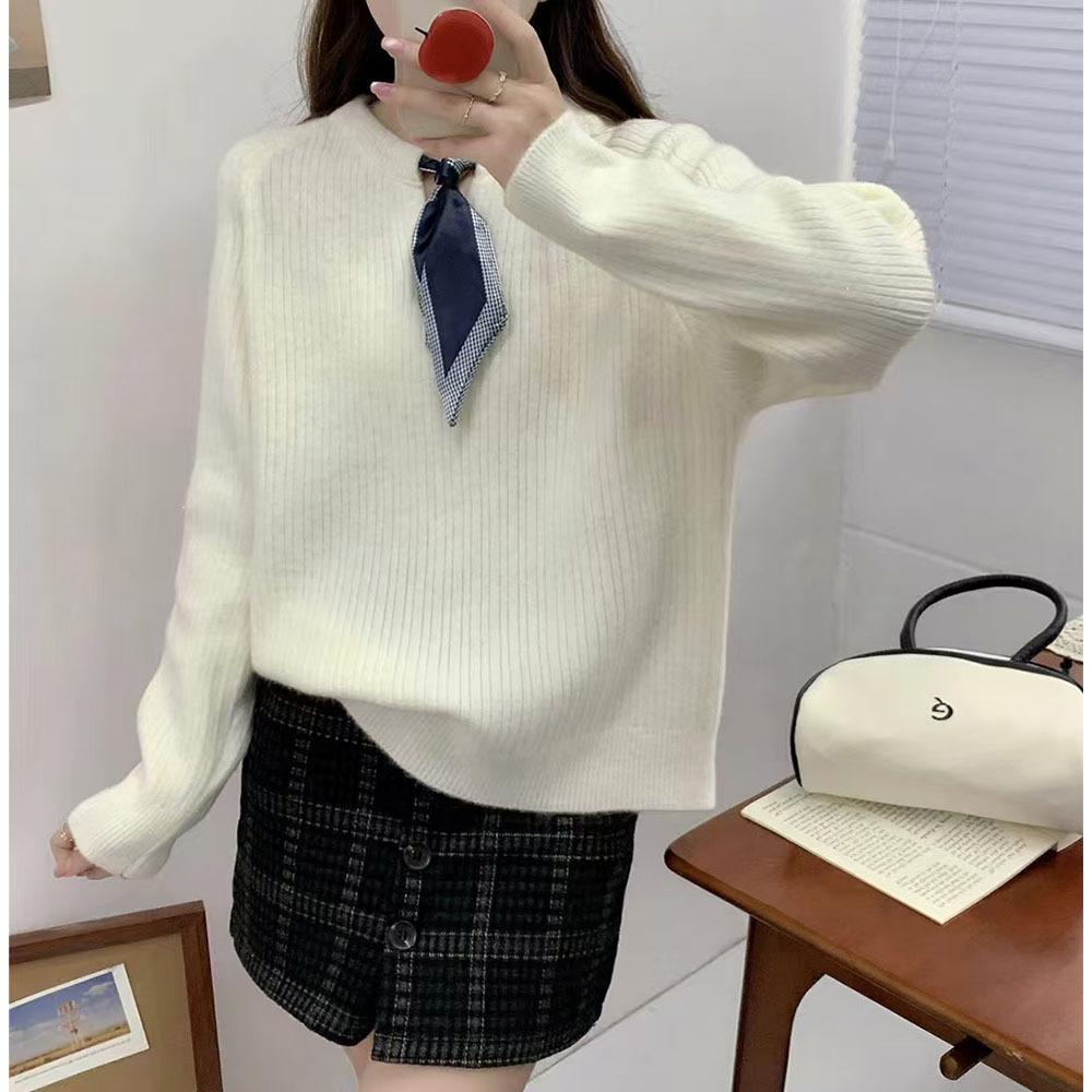 Дизайн осень-зима, женский пуловер, свитер с лентой-галстуком-бабочкой, с круглым вырезом, нежный, модный, универсальный вязаный свитер для женщин One size
Дизайн осень-зима, женский пуловер, свитер с лентой-галстуком-бабочкой, с круглым вырезом, нежный, модный, универсальный вязаный свитер для женщин One size