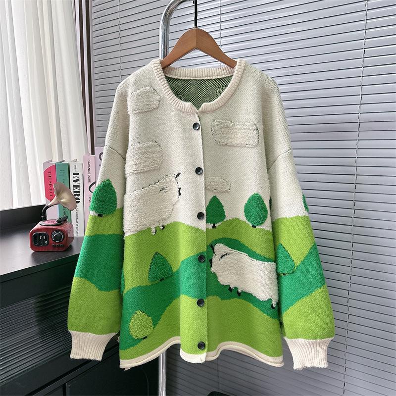 Green Art Cartoon Sweater Coat: Women s Niche Design Knitted Cardigan for Spring & Autumn 2025. One Size
Green Art Cartoon Sweater Coat: Women s Niche Design Knitted Cardigan for Spring & Autumn 2025. One Size
