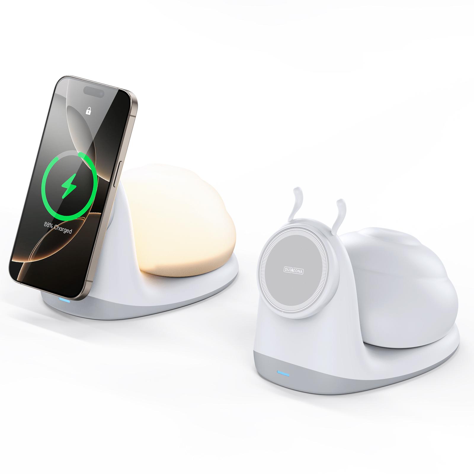 DUZZONA W26 15W Snail-Shaped Magnetic Wireless Charger Phone Charging Dock with Night Lamp White
DUZZONA W26 15W Snail-Shaped Magnetic Wireless Charger Phone Charging Dock with Night Lamp White