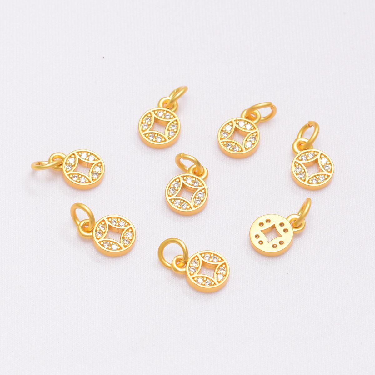 Gold Plated Zircon Coin Pendant with Beaded Jewelry Accessories - Sand Gold Color Charm
Gold Plated Zircon Coin Pendant with Beaded Jewelry Accessories - Sand Gold Color Charm
