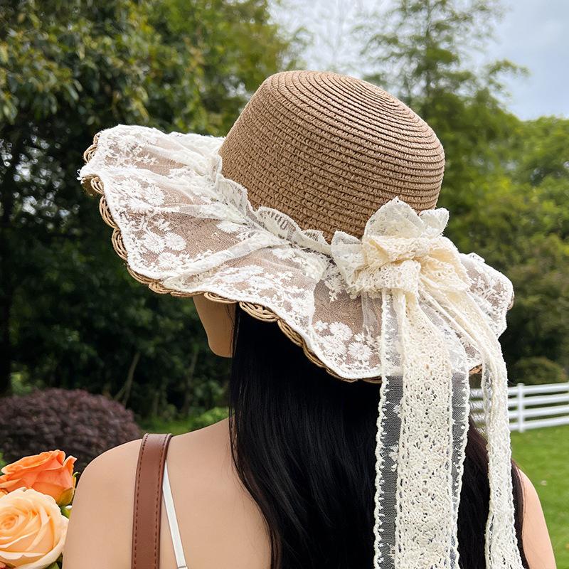 Summer sunshade sun hat sweet lace double bow seaside beach hat M(56-58cm)
Summer sunshade sun hat sweet lace double bow seaside beach hat M(56-58cm)