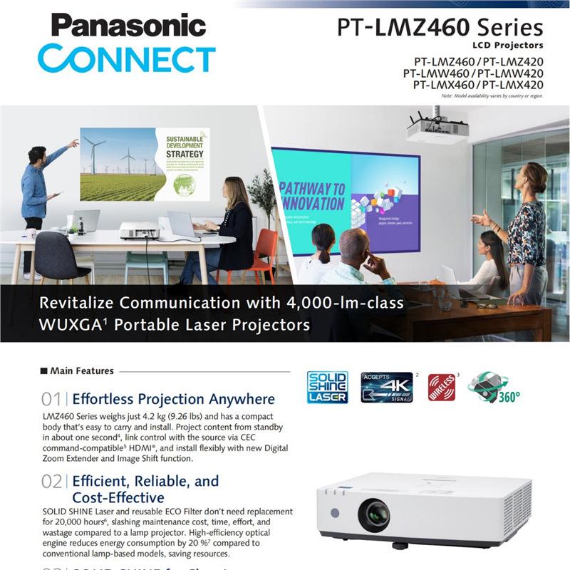 Panasonic PT-LMZ/LMW/LMX Series Projectors - Models 460/420 LMX420 4200lm XGA
Panasonic PT-LMZ/LMW/LMX Series Projectors - Models 460/420 LMX420 4200lm XGA