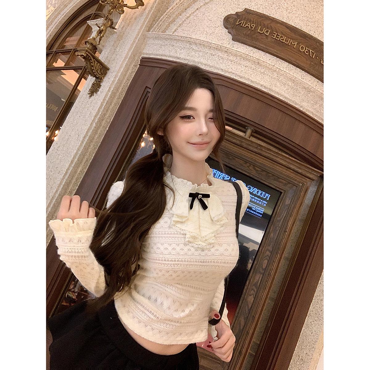 French Bow Lace Half-High Collar Long Sleeve T-Shirt - Women s Slim Fit Apricot Base Layer for Autumn/Winter Extra Large абрикосовый
French Bow Lace Half-High Collar Long Sleeve T-Shirt - Women s Slim Fit Apricot Base Layer for Autumn/Winter Extra Large абрикосовый