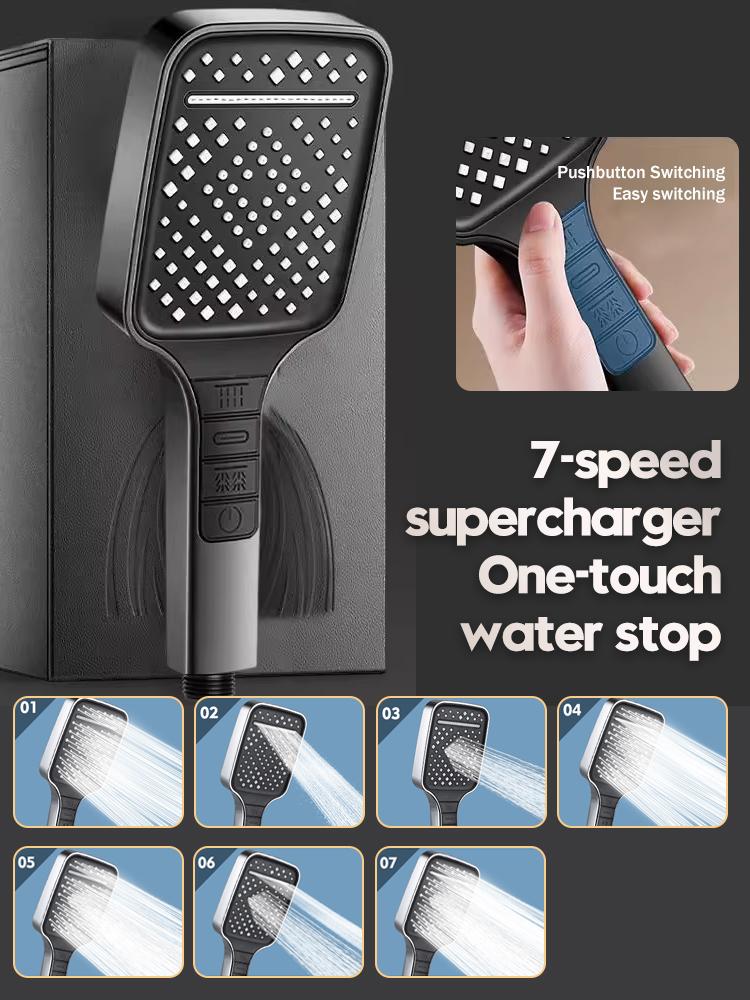 7 Modes Shower Head High Pressure Big Rainfall One Key Stop,Water Saving,Bathroom Faucet Accessories Set
7 Modes Shower Head High Pressure Big Rainfall One Key Stop,Water Saving,Bathroom Faucet Accessories Set