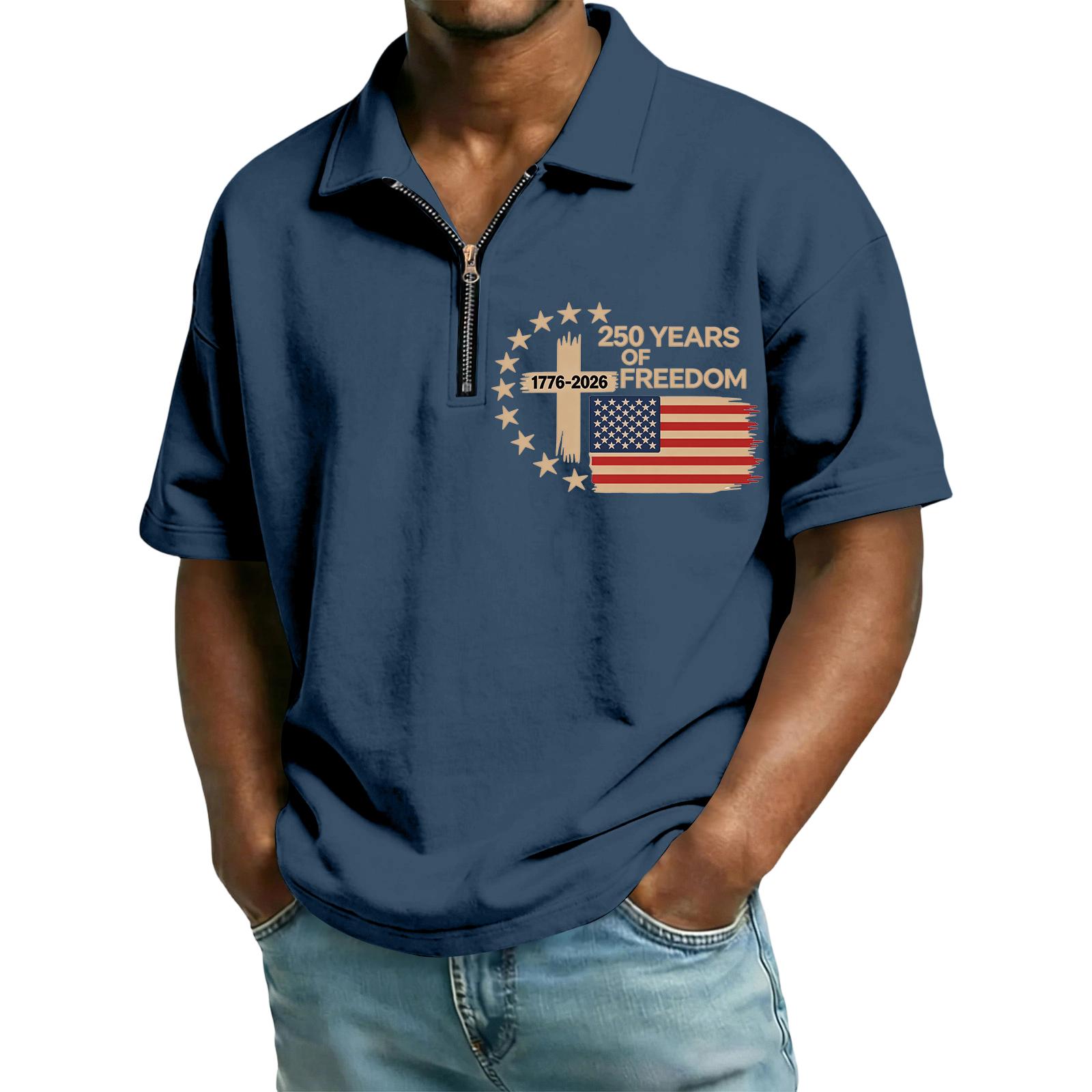 Men’s Short Sleeve Polo Shirt with Zipper Collar Printed with 250 Years of 1776–2026 and Flag Design XXXL
Men’s Short Sleeve Polo Shirt with Zipper Collar Printed with 250 Years of 1776–2026 and Flag Design XXXL