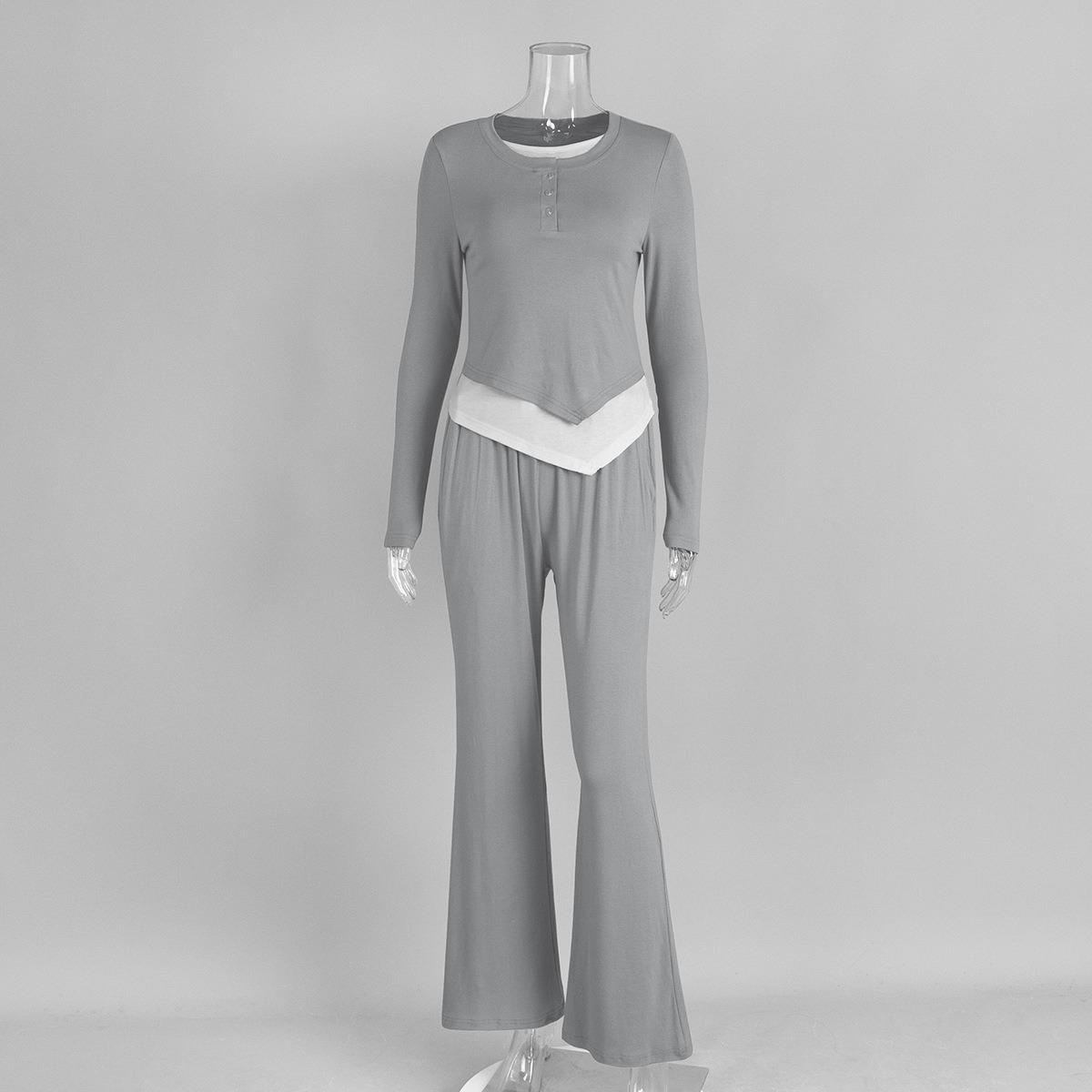 Fall Lazy Casual Spliced 2-in-1 Top & Long Pants Pajama Set, European & American Style Loungewear Outfit S серый
Fall Lazy Casual Spliced 2-in-1 Top & Long Pants Pajama Set, European & American Style Loungewear Outfit S серый