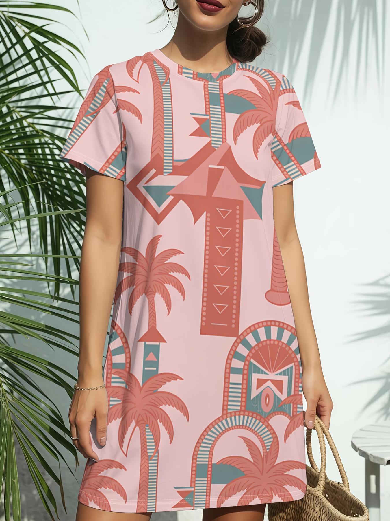 Pink Palm PatternNew Women s Crew Neck Short Sleeve T-Shirt Dress. American Style Fashion Trend Digital Print. Spring ; Summer Casual Versatile - Eleg 5XL дубильная кора
Pink Palm PatternNew Women s Crew Neck Short Sleeve T-Shirt Dress. American Style Fashion Trend Digital Print. Spring ; Summer Casual Versatile - Eleg 5XL дубильная кора