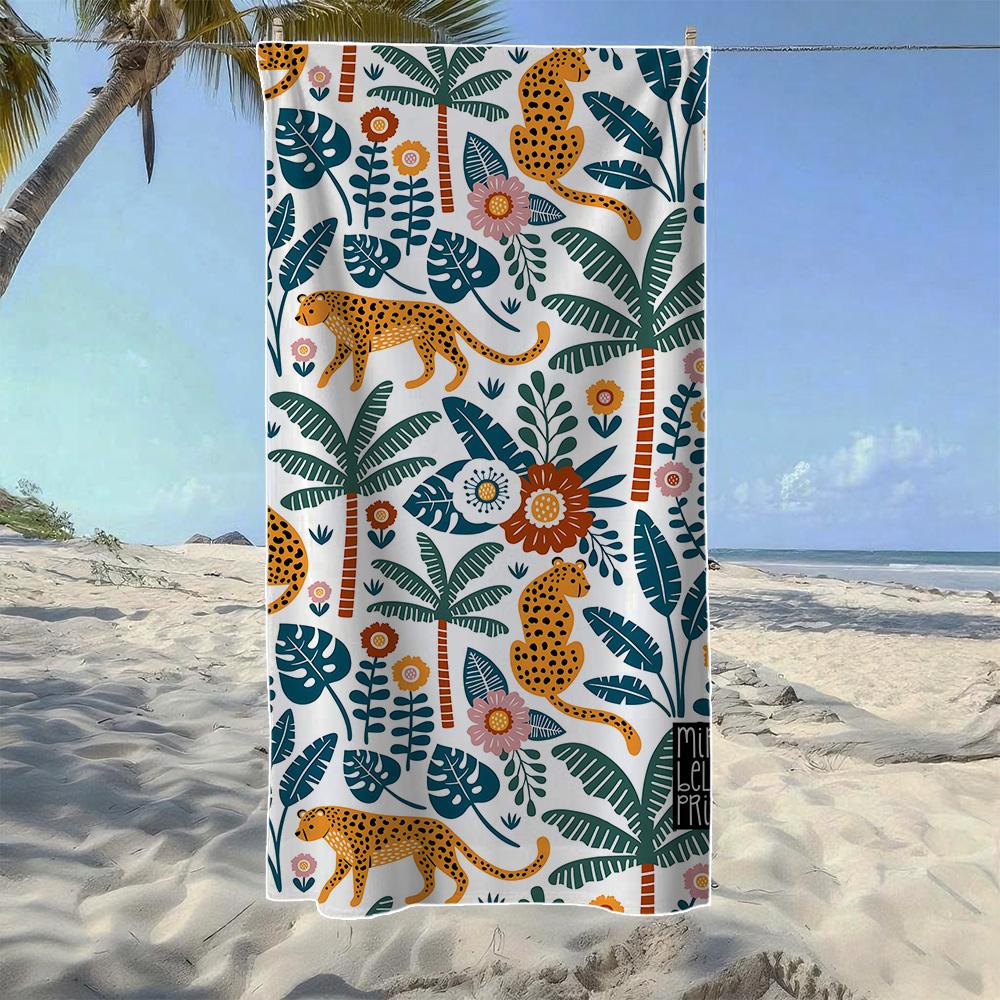Geometric Leaf & Palm Tree & Jungle Animal Beach Towel, Soft Durable Quick-Drying, Ideal For Summer Beach, Swimming & Camping W30*H60(CM)
Geometric Leaf & Palm Tree & Jungle Animal Beach Towel, Soft Durable Quick-Drying, Ideal For Summer Beach, Swimming & Camping W30*H60(CM)