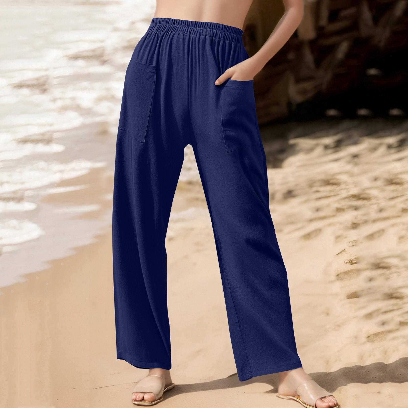 Women s -color Cotton And Linen Casual High-waisted Straight Leg Pants With Loose Elastic Belt Pockets L Темно-синій
Women s -color Cotton And Linen Casual High-waisted Straight Leg Pants With Loose Elastic Belt Pockets L Темно-синій