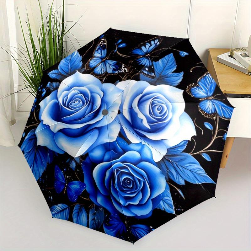 Automatic Open/Close Umbrella with Shielding & - Elegant Floral design - Sturdy 8-Rib Construction - Blue Roses & Butterflies Iron&8K
Automatic Open/Close Umbrella with Shielding & - Elegant Floral design - Sturdy 8-Rib Construction - Blue Roses & Butterflies Iron&8K