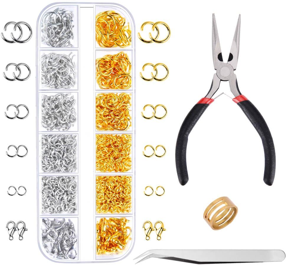 1200PCS Gold Silver Lobster Clasp and Open Jump Ring Set with Pliers for DIY Jewelry Necklace Extension Chain Making Accessories
1200PCS Gold Silver Lobster Clasp and Open Jump Ring Set with Pliers for DIY Jewelry Necklace Extension Chain Making Accessories