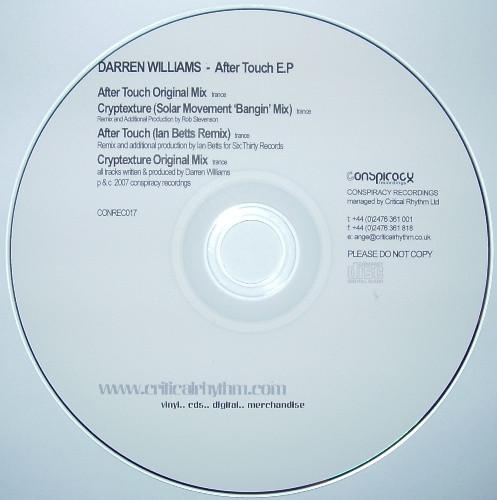 CD DARREN WILLIAMS - After Touch E.P SSM055 Conspiracy Reco 2007 Japan Dance & Electronica Used
CD DARREN WILLIAMS - After Touch E.P SSM055 Conspiracy Reco 2007 Japan Dance & Electronica Used