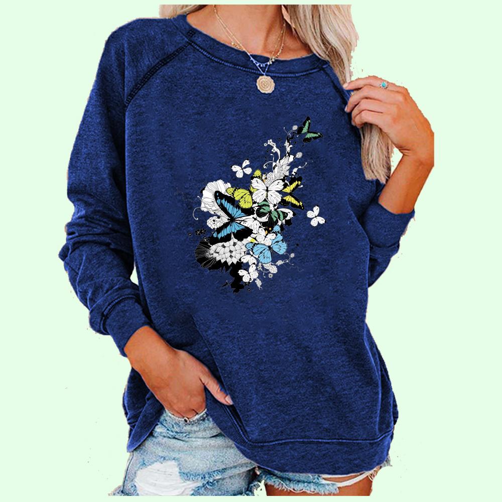 Женская модная толстовка с круглым вырезом и принтом бабочки, топ с длинными рукавами, весенне-осенний пуловер, свободная толстовка
Женская модная толстовка с круглым вырезом и принтом бабочки, топ с длинными рукавами, весенне-осенний пуловер, свободная толстовка
