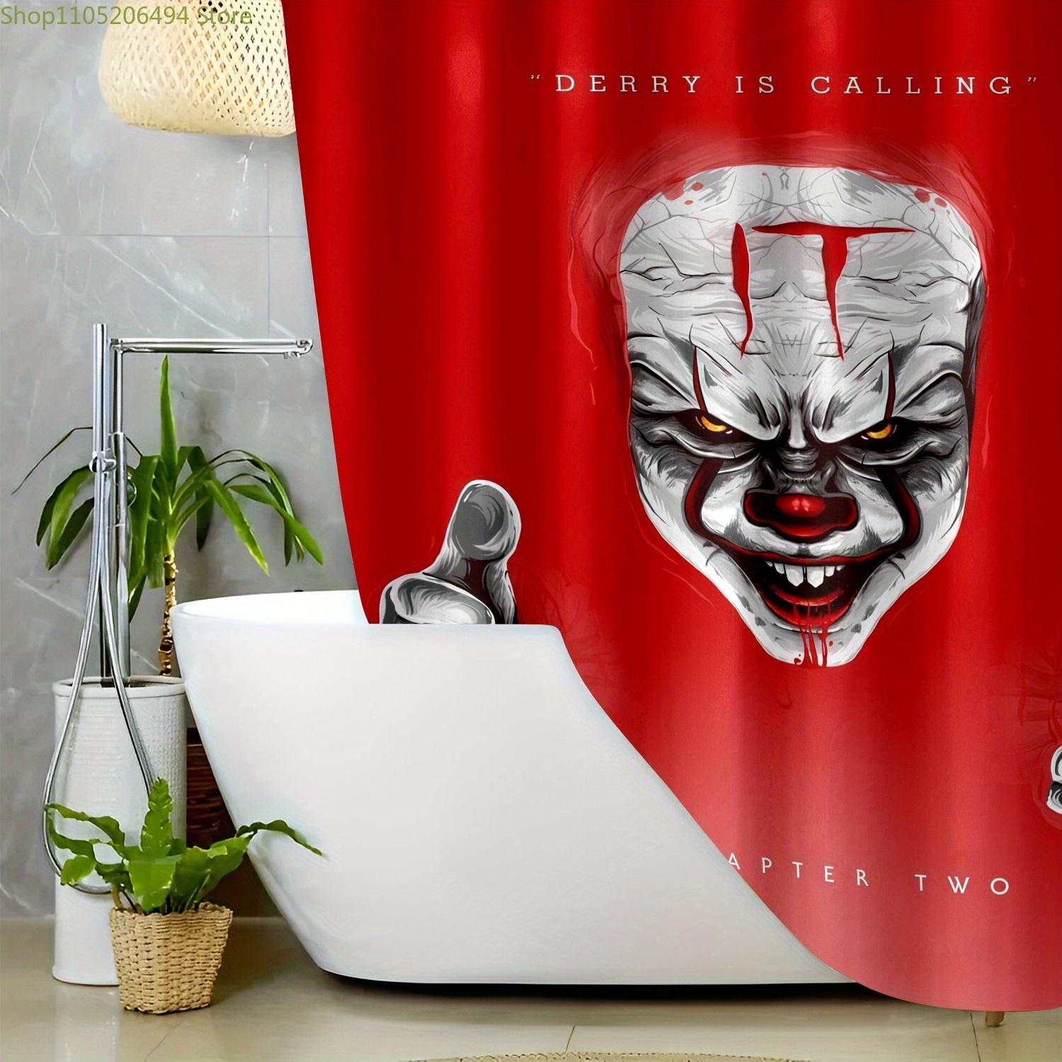 1pc Warner Bros. Derry is Calling Chapter Two Shower Curtain - Red with White Clown Face Design, Polyester Fabric, Includes 90x180cm
1pc Warner Bros. Derry is Calling Chapter Two Shower Curtain - Red with White Clown Face Design, Polyester Fabric, Includes 90x180cm