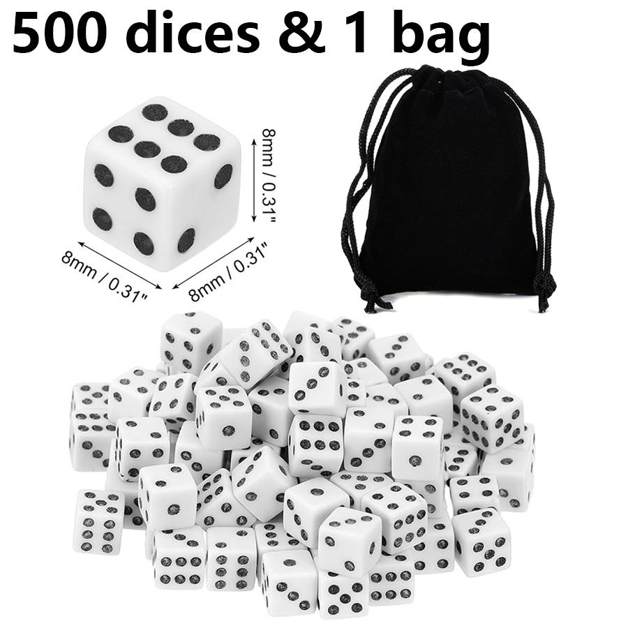 500pcs 8mm White Acrylic Dice with Storage Bag - 6 Sided Black Pips Dots Dice for Board Games Math Learing Birthday Parties JXB
500pcs 8mm White Acrylic Dice with Storage Bag - 6 Sided Black Pips Dots Dice for Board Games Math Learing Birthday Parties JXB