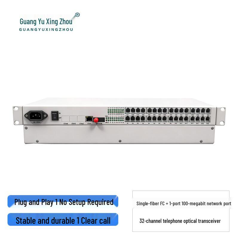 32-Channel PCM Voice & 100M Ethernet Optical Transceiver
32-Channel PCM Voice & 100M Ethernet Optical Transceiver