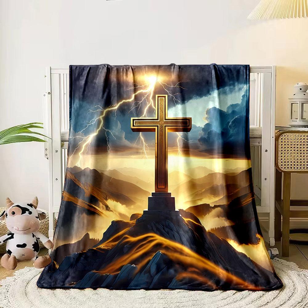 A glowing cross on a mountain amid dramatic skies and lightning bolts. for all seasons blanket lunch break throw gift 80cm x 120cm
A glowing cross on a mountain amid dramatic skies and lightning bolts. for all seasons blanket lunch break throw gift 80cm x 120cm