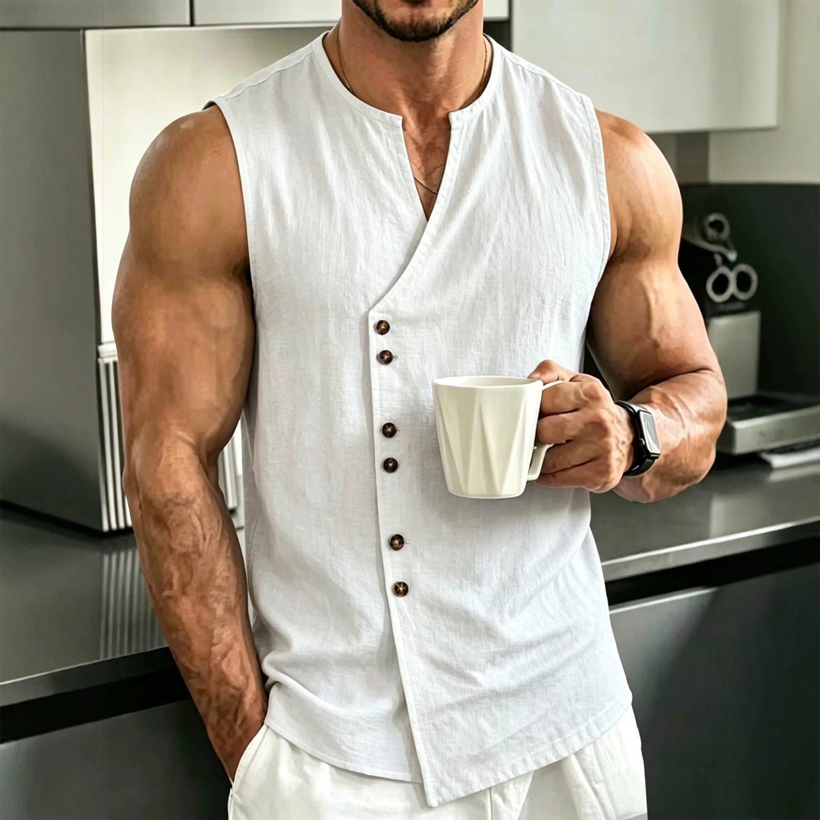 Men Sleeveless Linen Vest Button Down Casual Lightweight Summer Shirt Comfortable Breathable Fabric Relaxed Fit M білий
Men Sleeveless Linen Vest Button Down Casual Lightweight Summer Shirt Comfortable Breathable Fabric Relaxed Fit M білий