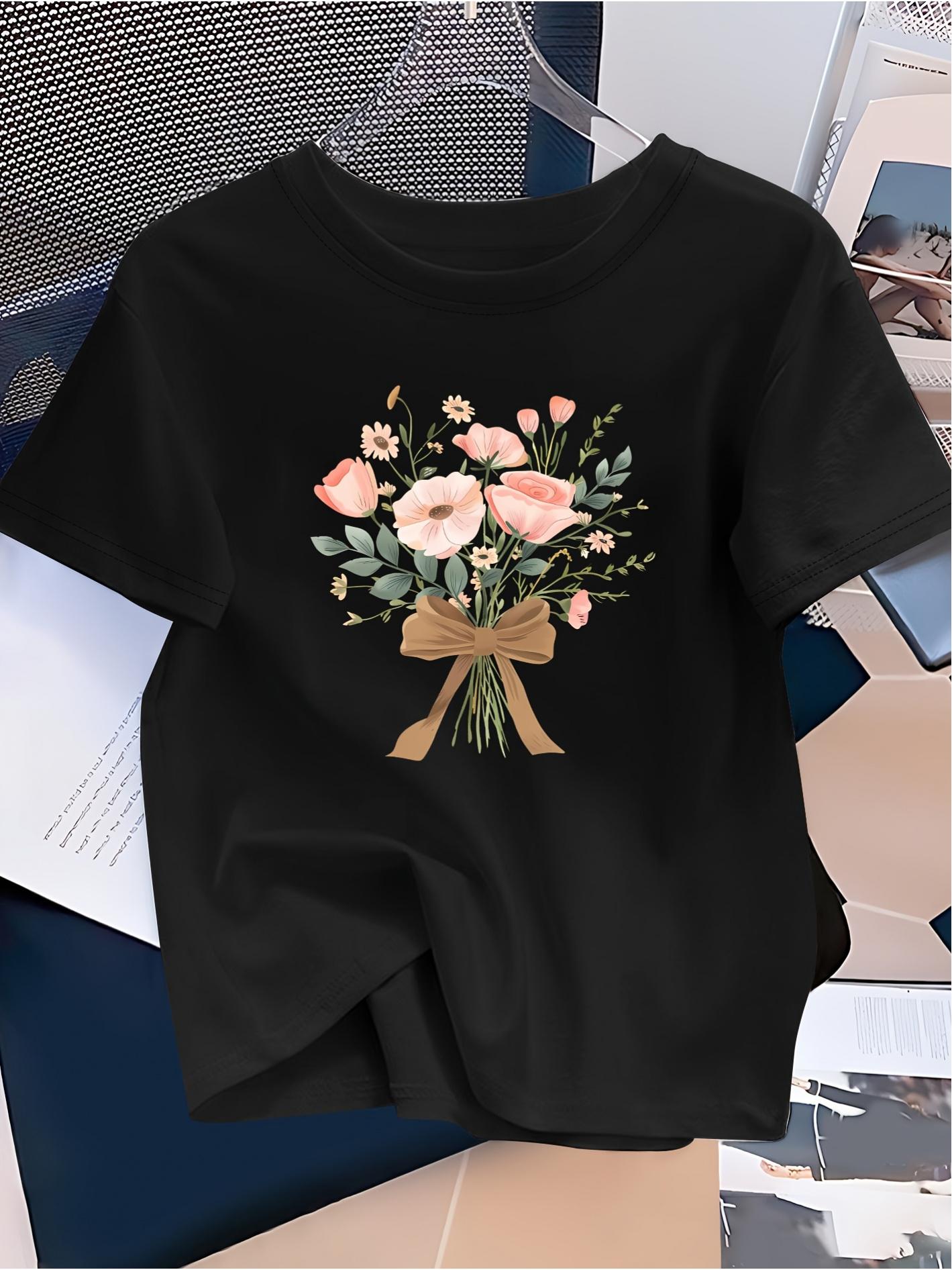 Casual Floral Tee for Women - Relaxed Fit, Short Sleeves, Round Neckline, Featuring a Pink And White Floral Pattern with a Golden Bow, Machine Washabl 5XL різнокольоровий
Casual Floral Tee for Women - Relaxed Fit, Short Sleeves, Round Neckline, Featuring a Pink And White Floral Pattern with a Golden Bow, Machine Washabl 5XL різнокольоровий