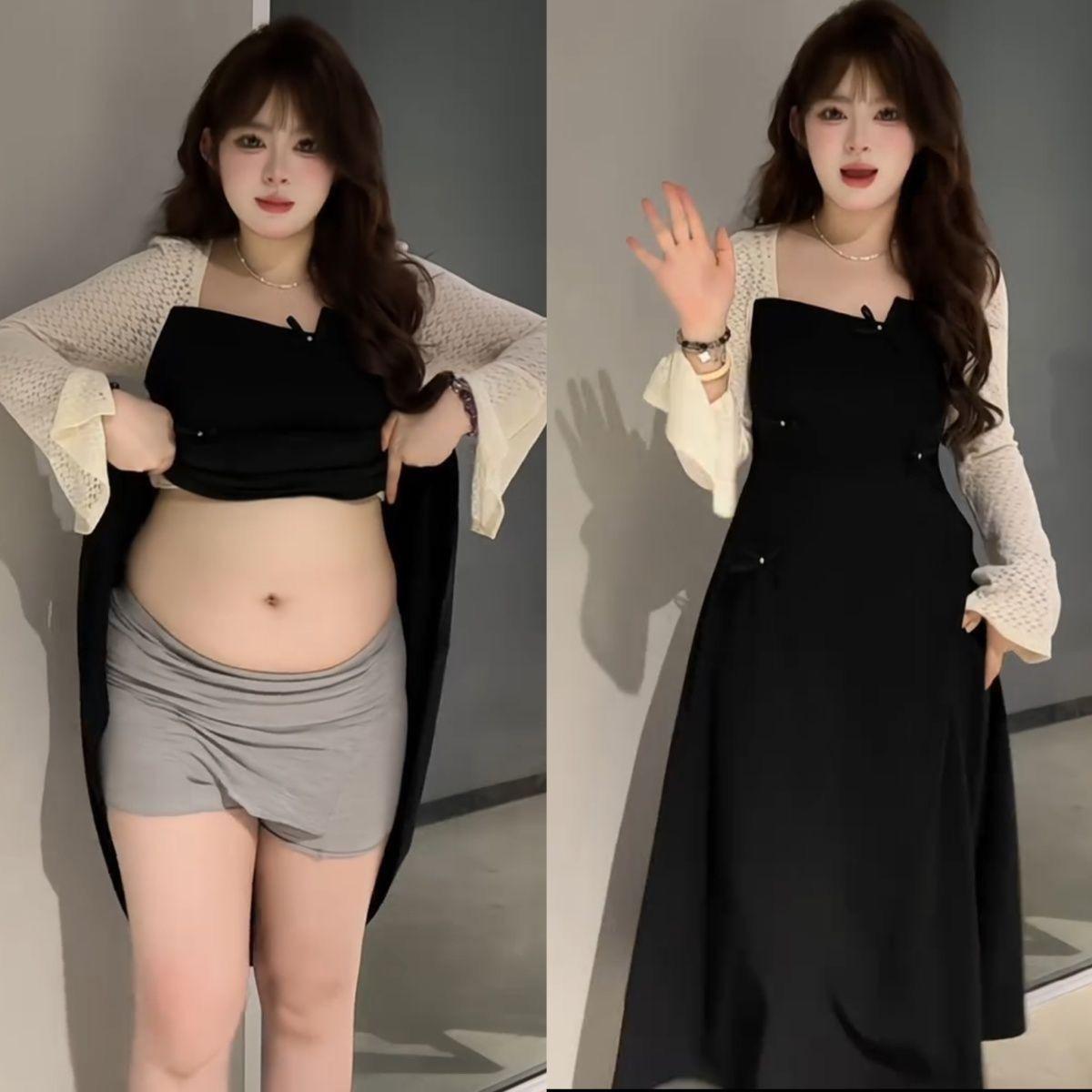 Elegant French Style Black Dress with Gauze Sleeves, Slimming Knee-Length, Plus Size, Hepburn-Inspired 3XL for 125-150 kg
Elegant French Style Black Dress with Gauze Sleeves, Slimming Knee-Length, Plus Size, Hepburn-Inspired 3XL for 125-150 kg