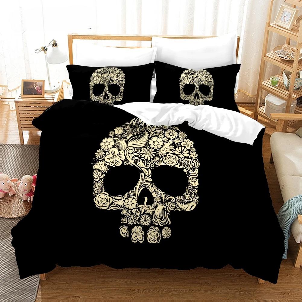 Bedding set 200x200 cm Skull duvet cover with zippered pillowcase, luxury gift for boys with single double bed for Halloween. 135x200cm
Bedding set 200x200 cm Skull duvet cover with zippered pillowcase, luxury gift for boys with single double bed for Halloween. 135x200cm